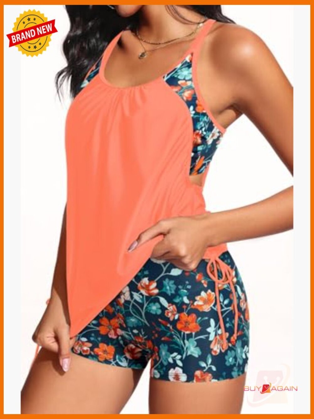 Tankini Swimsuits for Women - 2 Piece Tummy Control with Shorts Modest - Picture 6 of 7